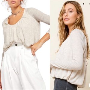 Free people white long sleeve top